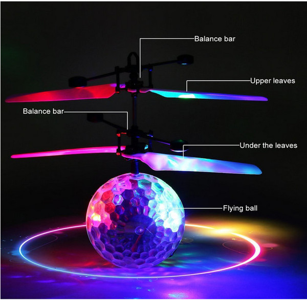 RC Toy RC Flying Ball Infrared Induction Helicopter Ball with Rainbow Shinning LED Lights and Remote Control Flying Toys for Kids