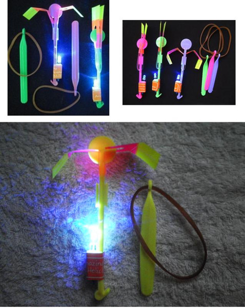 The factory price LED Light Flash Flying Elastic Powered Arrow Sling Shoot Up Helicopter helicopter umbrella kids toy y91