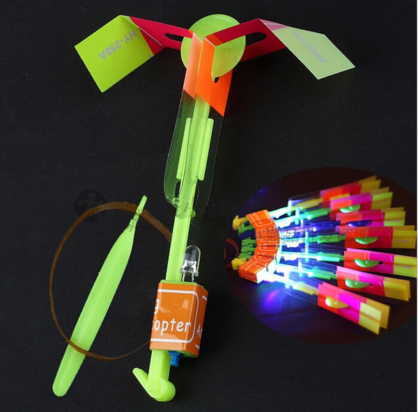 20pcs Hot Funny Shining Rocket Flash Copter Arrow Helicopter Neon LED Flying umbrella Light flash Ejection fly kids toys WJ101