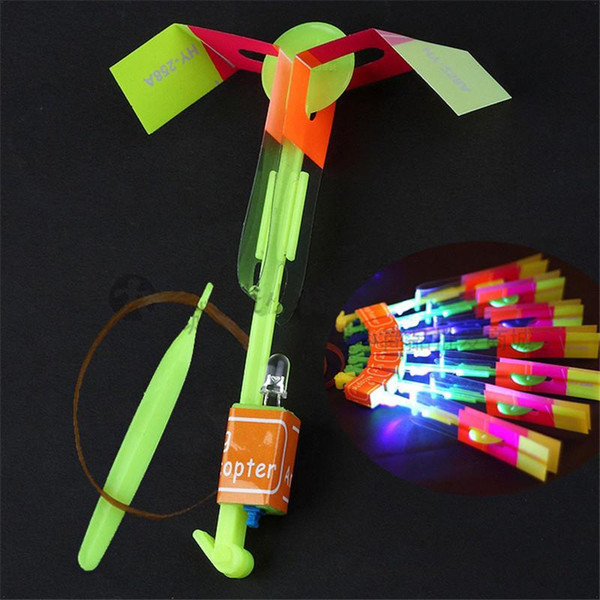 150pcs/lot Newest toy LED Flash Amazing arrow helicopter Flying umbrella ejection missiles elastic Feijian UFO Slingshot DHL