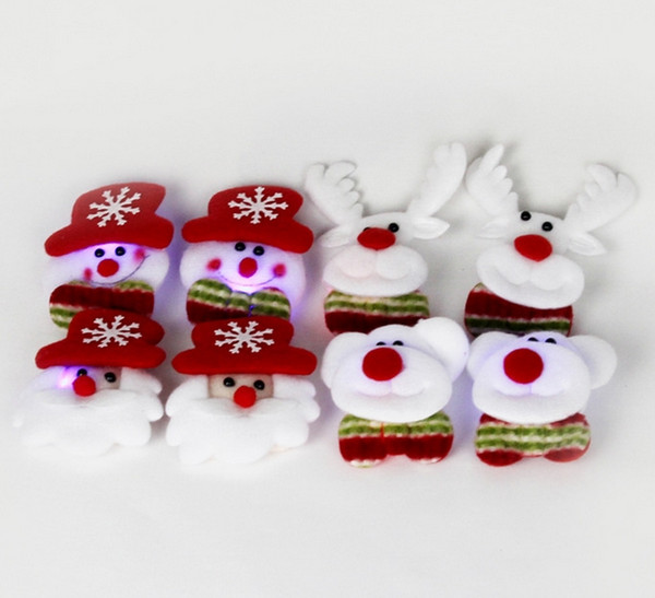 Christmas Led Light Toys Flashing Brooch Santa Snowman Beer Deer 4 Designs Luminous Badge Christmas Party Gifts