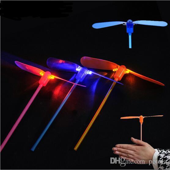 Glow in the Dark LED Luminous Flying Bamboo Dragonfly Light Up Flashing Toys lighting up Xmas Christmas Halloween New Year Celebration Blue