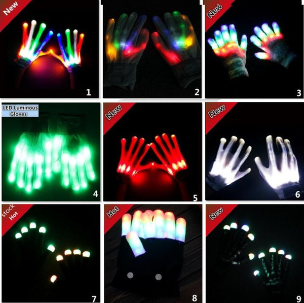 LED Luminous gloves Cosplay noctilucent glove Led Light Toy Flash Gloves Halloween Christmas Party Holiday Light Sign LanguageLED Glove 2164