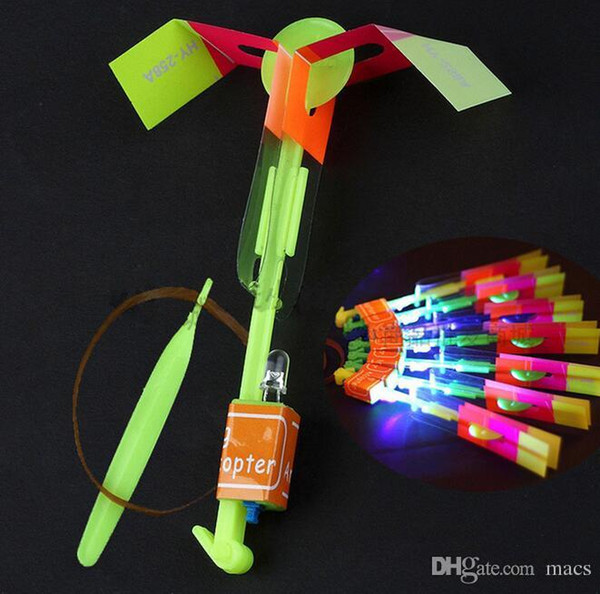 Beautiful Neon Led Light Flying toy Elastic Powered LED Arrow Helicopter Shining Rocket Flash Copter Arrow Helicopter Christmas gift