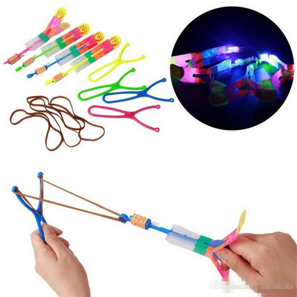 Hot Sale High Quality Fashion LED Light Slingshot Flying Arrow Toys Catapult Shining Outdoor Boy's kids toys christmas gifts