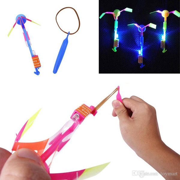 Slingshot LED Helicopters Lighting in the Dark Rocket Copters Flying Arrow Helicopter Slingshot LED Helicopters Summer Party Toys for Kids