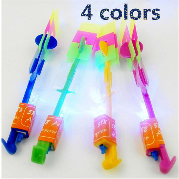 Children Toys LED flying umbrella Arrow Meteor shower light emitting bamboo dragonfly catapult slingshot flash aircraft Kids' Gift B0044