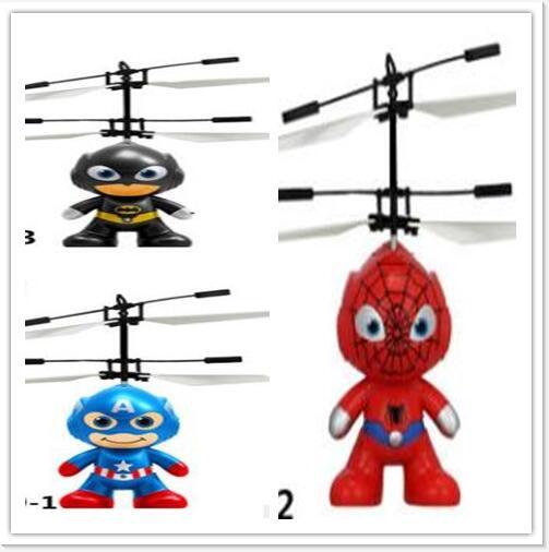 DHL30pcs Cartoon Hero Air RC Flying Ball Batman Spiderman Flying Ball Captain America Hero Kids Teenagers Flying Toys