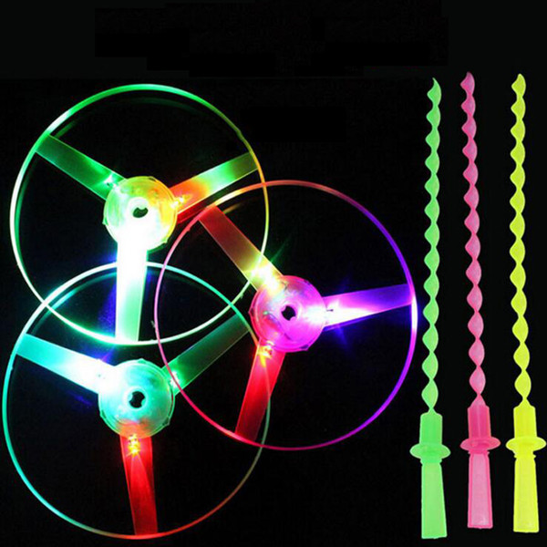 New Luminous hand push flying round flying saucer top luminous bamboo dragonfly Frisbee toys Light-Up Toys