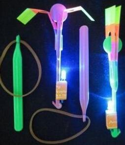 LED Light Flash Flying Elastic Powered Arrow Sling Shoot Up Helicopter helicopter umbrella kids toy 100pcs/lot Free Shipping