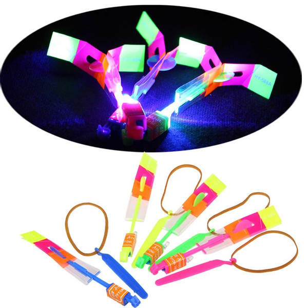 DHL Free&Fast Newest Toy LED Amazing Arrow Helicopter Flying Umbrella LED Flyer Arrow Helicopter Elastic flshing gow up roket chirstmas toy