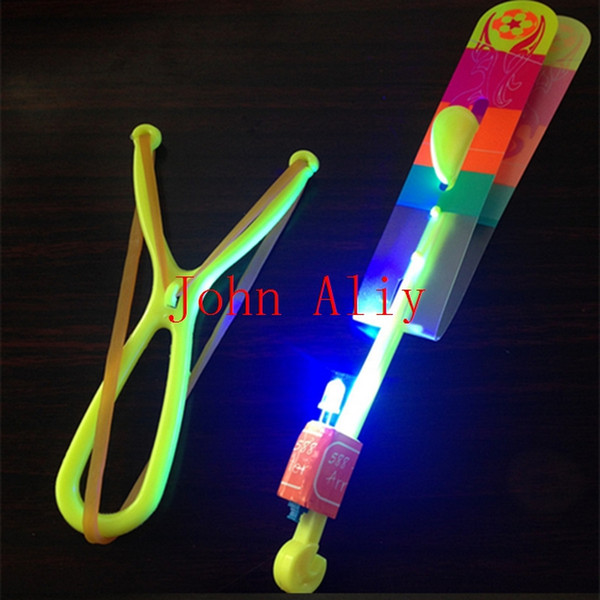 Wholesale Shining Rocket Flash Copter Arrow Helicopter Neon LED Flying umbrella Light flash fly kids toys 