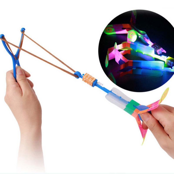 LED Arrow Helicopter Amazing Arrow Flying Helicopter Umbrella Parachute Toys Space UFO Light Christmas Halloween Flash Glowing Catapult Toy