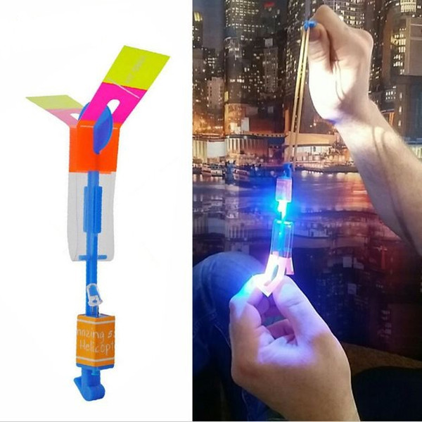 Amazing LED Light Arrow Rocket Helicopter Rotating Flying Toys Party Fun Kids Outdoor Flashing Toy Fly Arrow