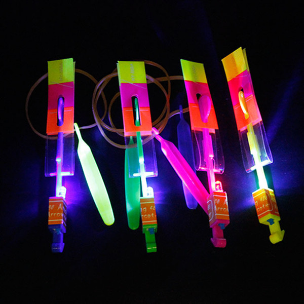 Flash Copter Amazing LED Light Up Novelty Children Toys LED Flying Arrow Helicopter for Sports Funny Slingshot Space UFO Flying Light Toy