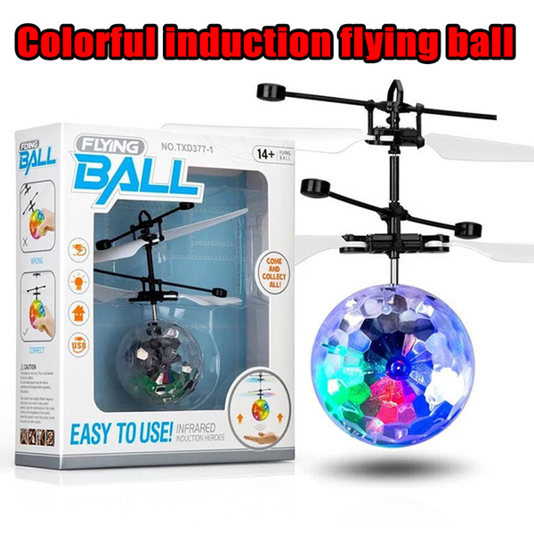 Flying copter Ball Aircraft Helicopter Led Flashing Light Up Toys Induction Electric Toy sensor Kids Children Christmas with package