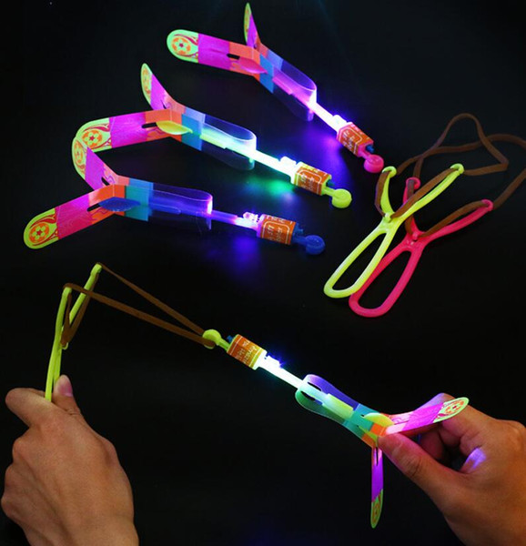 Amazing LED Light Arrow Rocket Helicopter Rotating Flying Toys Party Fun Kids Outdoor Flashing Toy Fly Arrow DS39