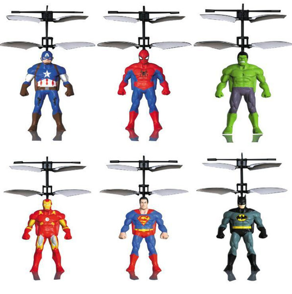 Spiderman Iron Captain America RC Helicopter Infrared Induction Kids Action Figures Flying Quadcopter Drone Kids Toys