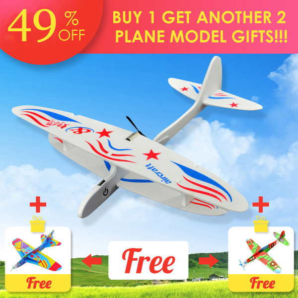 Mix Wholesale 10 Pcs DIY Biplane Glider Foam Powered Flying Plane Rechargeable Electric Aircraft Model Science Educational Toys For Children