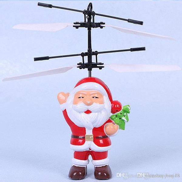 Electric Infrared Sensor Flying Ball Santa Claus LED Flashing Light Toys RC Helicopter Quadcopter Drone Toy Kids Christmas Gifts t82