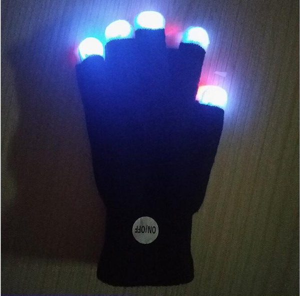 Flash gloves 7 color party led lighted toy gloves Halloween costume glowing glove led finger light light up goves for party music concert