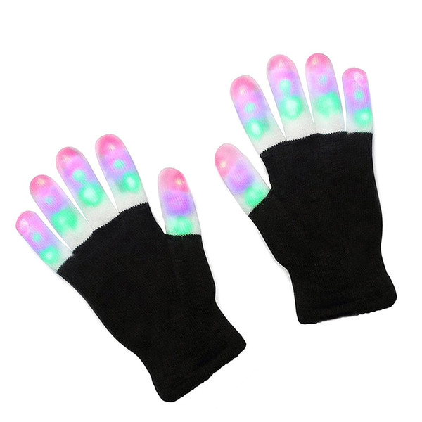 LED Flash Gloves Five Fingers Light Ghost Dance Black Bar Stage Performance colorful Rave Light Finger Lighting Gloves Glow Flashing