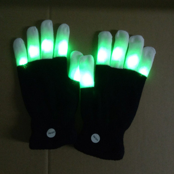 Rave Gloves Mitts Flashing Finger Lighting Glove LED Colorful 7 Colors Light Show Black and White DHL OTH661