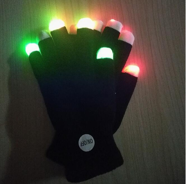 Flash gloves 7 color party led lighted toy gloves Halloween costume glowing glove led finger light light up goves for party music concert