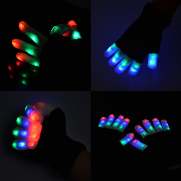 Creative 7 Mode LED Finger Lighting Flashing Glow Mittens Gloves Rave Light Festive Event Party Supplies Luminous Cool Gloves