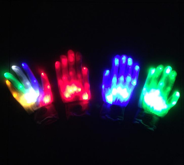 2018 Party LED Gloves Rave Light Flashing Finger Lighting Glow Mittens Magic Black Gloves Party Accessory A690