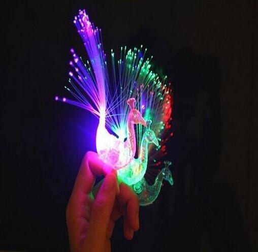 CCX LED Gift Light Up Toy Glow flash peacock finger light gift Novelty Optical Fiber Colorful light finger lights toys Arrows party