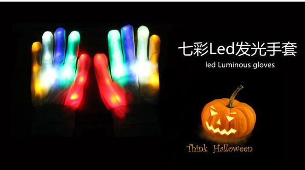 2016 new Halloween christmas hot selling LED flash gloves Dancing glow gloves Concert noctilucent gloves Flash gifts