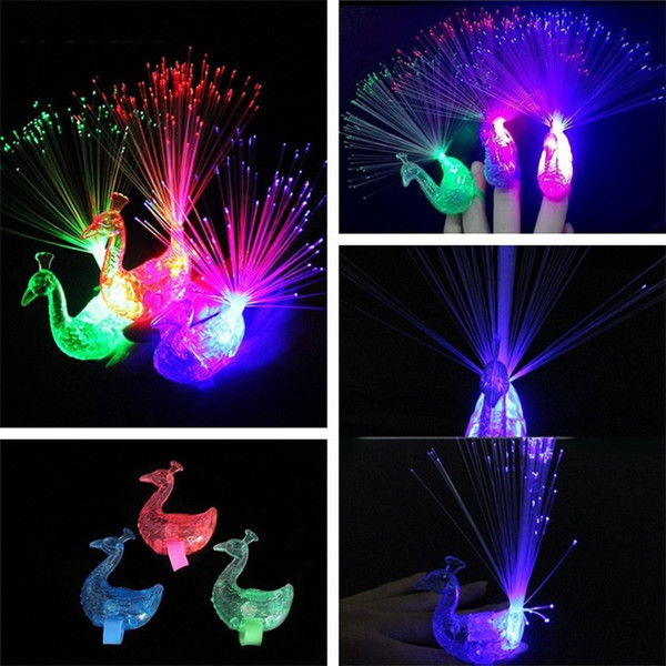 Hot sell Creative Luminous ring toy flash peacock shape Finger lamp Luminous toy children toys IA892