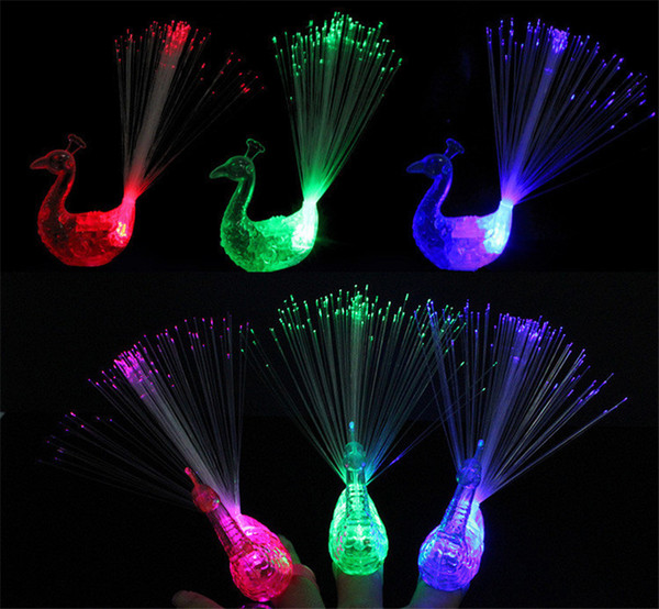 Peacock style finger lamp, light-emitting discoloration ring, festival party atmosphere props, individually packaged, fine workmanship.