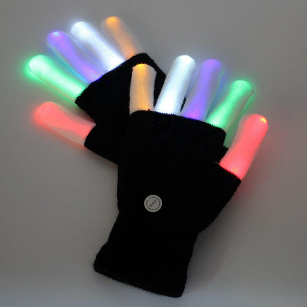 Creative 7 Mode LED Finger Lighting Flashing Glow Mittens Gloves Rave Light Festive Event Party Supplies Luminous Cool Gloves