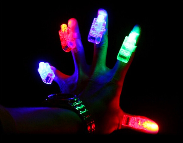 The Cheapest Laser Finger Light LED Light Laser Finger Lamp Beams Ring Torch For Party 4XColors with free shipping