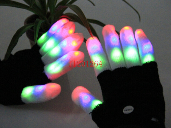 100pcs/lot New Arrival Fingertip Luminous LED Light Flashing Gloves Mittens Rave Party Bar Concert Props G02