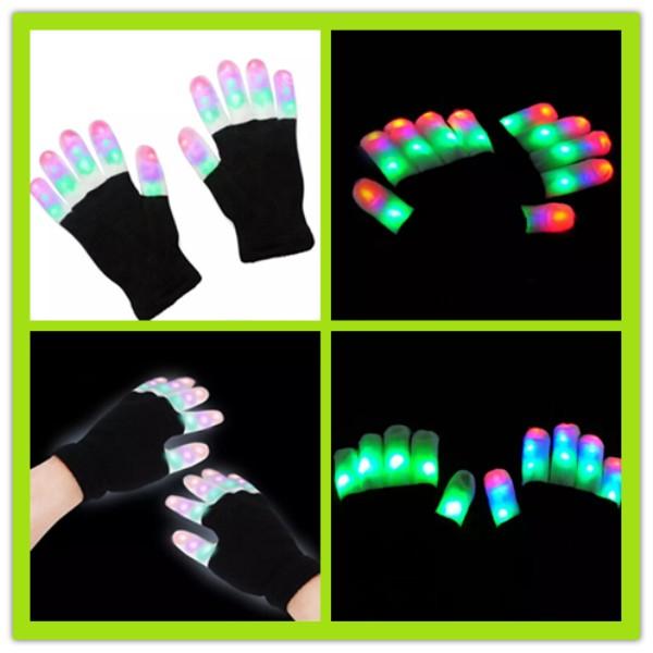 LED Flash Gloves Five Fingers Light Ghost Dance Black Bar Stage Performance colorful Rave Light Finger Lighting Gloves Glow Flashing