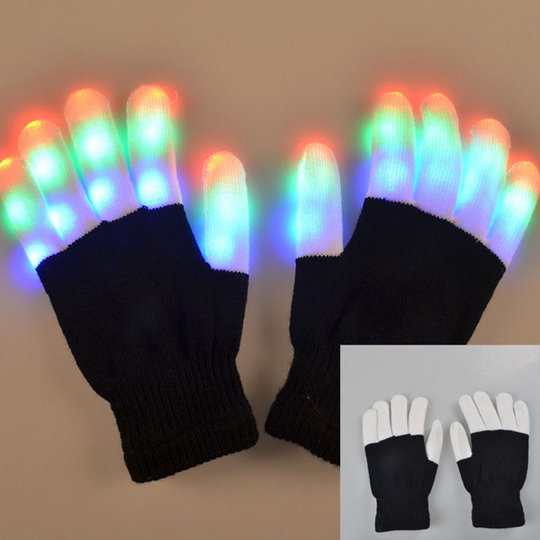 Flashing Finger Lighting Gloves LED Colorful Rave Gloves 7 Colors Light Show Flash Mitten Luminous Dancing Novelty Toys