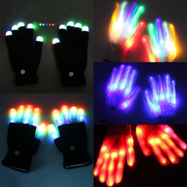 Flash gloves LED lighted gloves Halloween party costume glowing glove finger llight up goves for music concert toys