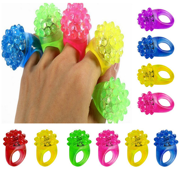 Free DHL Flashing Colorful LED Light Up Bumpy Jelly Rubber Rings Finger Toys For Parties Event Favors Raves Concert Shows Gifts E726L