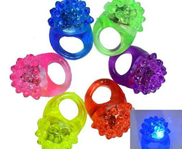 LED Strawberry Flashing Light Rings Blinking Party Soft Light Up Glow Jelly Finger Rings Fun Party Decoration Random Color