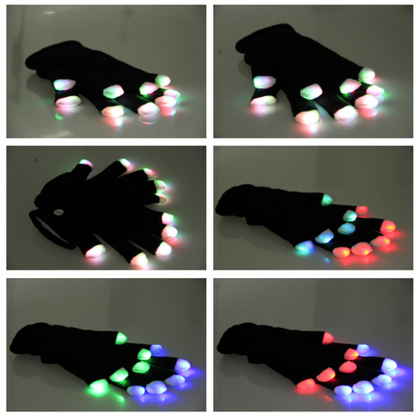 LED Spark Gloves Colorful DJ LED Flashlight Gloves Shine Entertainment Tool Clap Hand Knitting Gloves YC2107