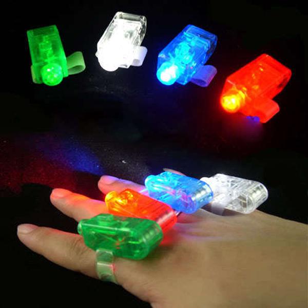 50pcs 4x Color LED Laser Finger Beams Party Light-up Finger Ring Laser Lights With OPP Package