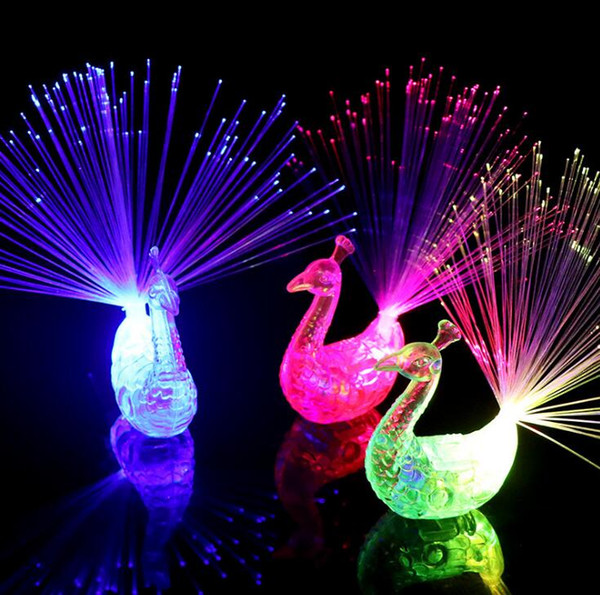 2018 NEW Novelty Design Colorful Light Peacock LED Light-up Finger Toys Best Christmas Halloween Party Gifts MYY