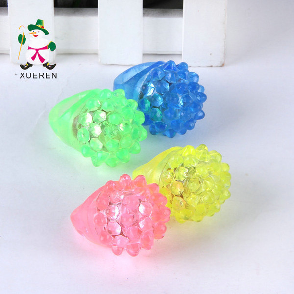 LED Finger Ring Strawberry Crystal Elastic Ring Light LED Flashing Mix Colors For Halloween Christmas Festival Kid Light-Up Toy