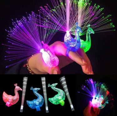 Flash LED Light-up Rings Peacock Finger Light Party Gadgets Kids Intelligent Toy For Party Xmas Gift Novelty Items CCA10648 600pcs