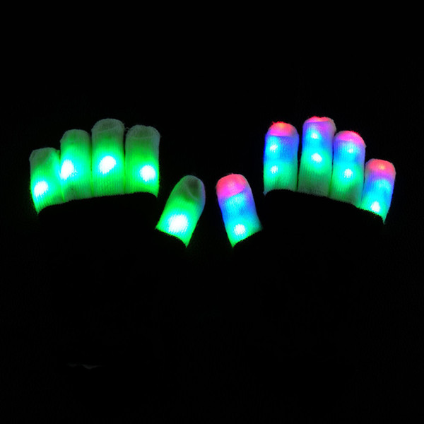 HOT LED Flash Gloves Five Fingers Light Ghost Dance Black Bar Stage Performance colorful Rave Light Finger Lighting Gloves Glow Flashing