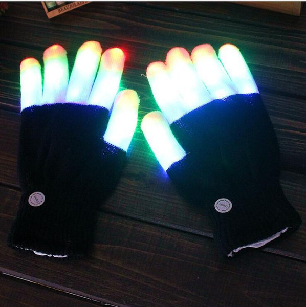 LED Rave Gloves Mitts Flashing Finger Lighting Glove LED Colorful 7 Colors Light Show Children Kids Gloves