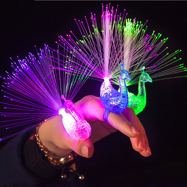 NEW Novelty Design Colorful Light Peacock LED Light-up Finger Toys Best Christmas Halloween Party Gifts ST218